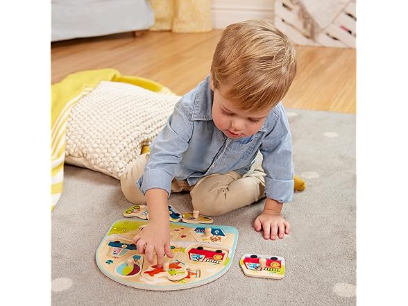 B. toys Vehicles Wooden Peg Puzzle Cars, Trucks & More