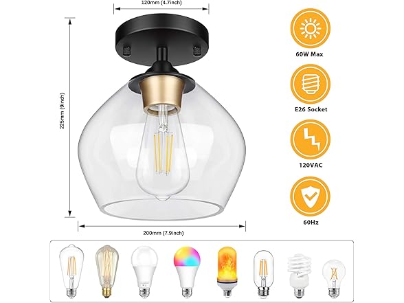 BesLowe Modern Ceiling Light, Black