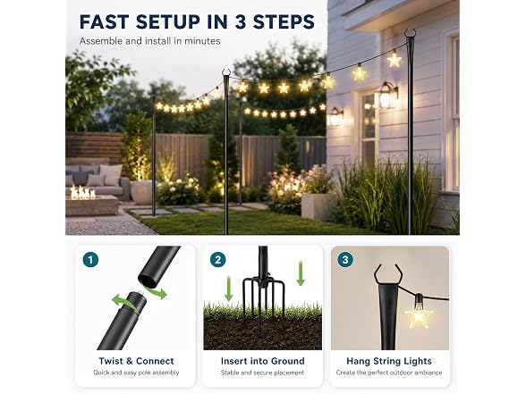 Ainclte 4 Pack 10FT Outdoor String Lights