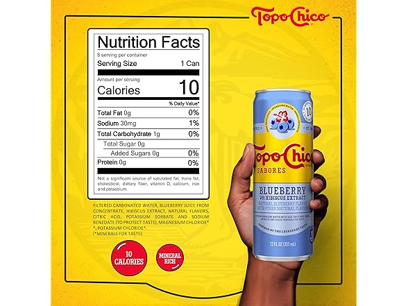 8PK Topo Chico Sabores Blueberry with Hibiscus