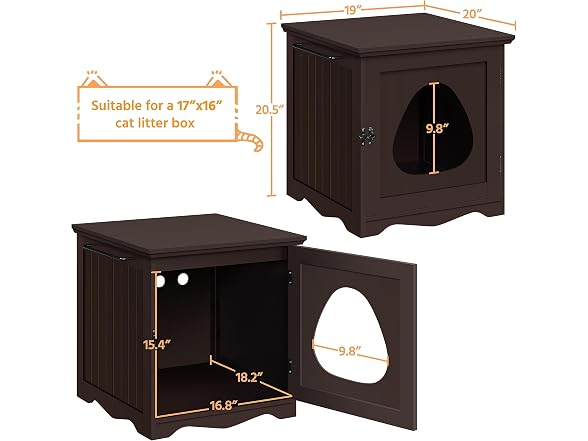 Yaheetech Cat Litter Box Furniture, Indoor L