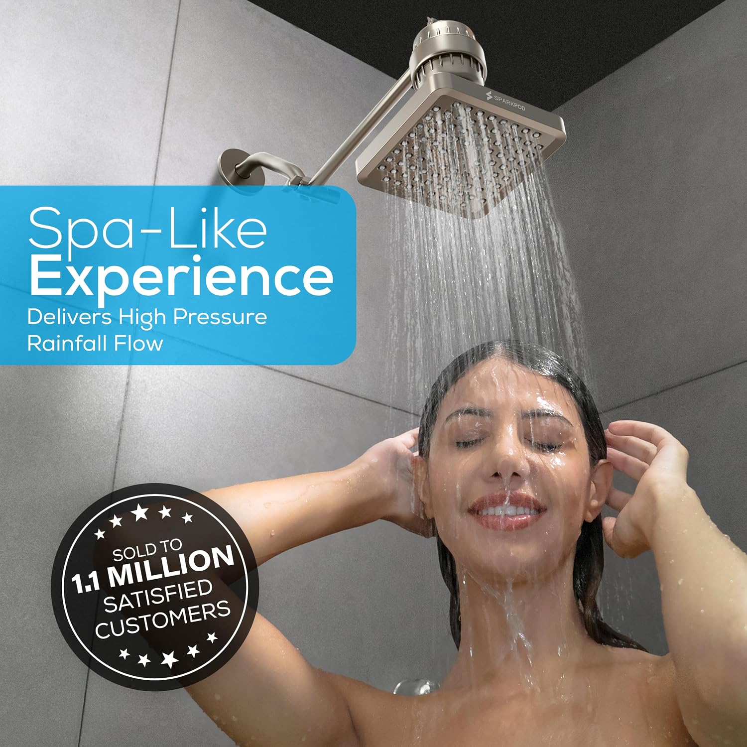 8" Square High Pressure Rain Shower Head - Gallery 12