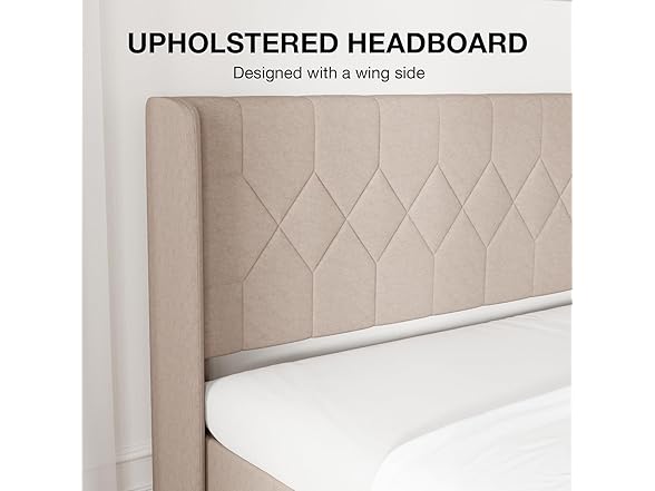 Novilla King Bed Frame with Linen Headboard