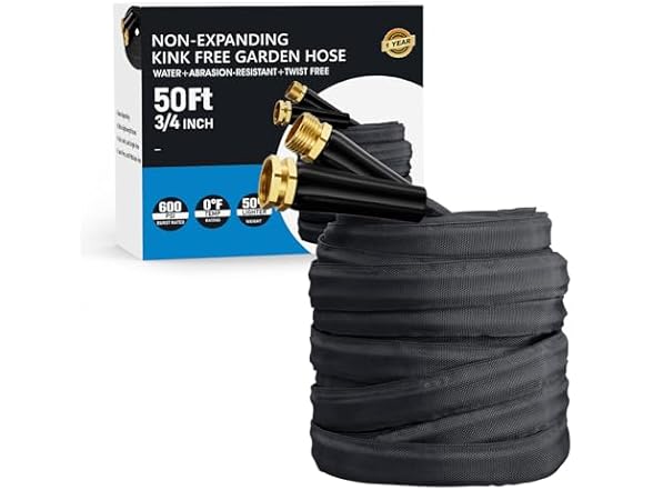 2025 Upgraded 50FT Non-Expanding Garden Hose