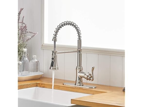 Kitchen Faucet with Pull Down Sprayer, Brushed Nic