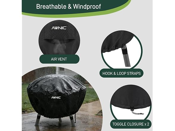 AWNIC 36"D x 20"H Round Fire Pit Cover  - Gallery 5