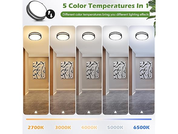 GoBright 13IN Flush Mount LED Ceiling Light, Black