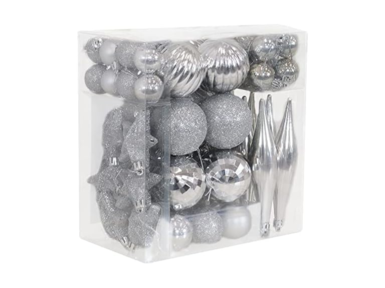 Sunnydaze Decor SME-055 59pc Silver Xmas Ornaments Sil