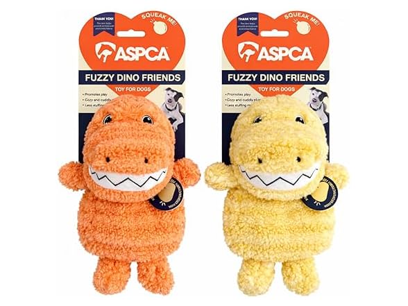 ASPCA Teddy Stripe Fabric Dino and T-Rex Toys