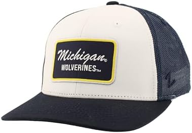 ZHATS Standard NCAA Officially Licensed Trucker Hat Dakota Patch Brick White, ,Michigan Wolverines
