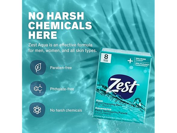 Zest Aqua Bar Soap, 8pk