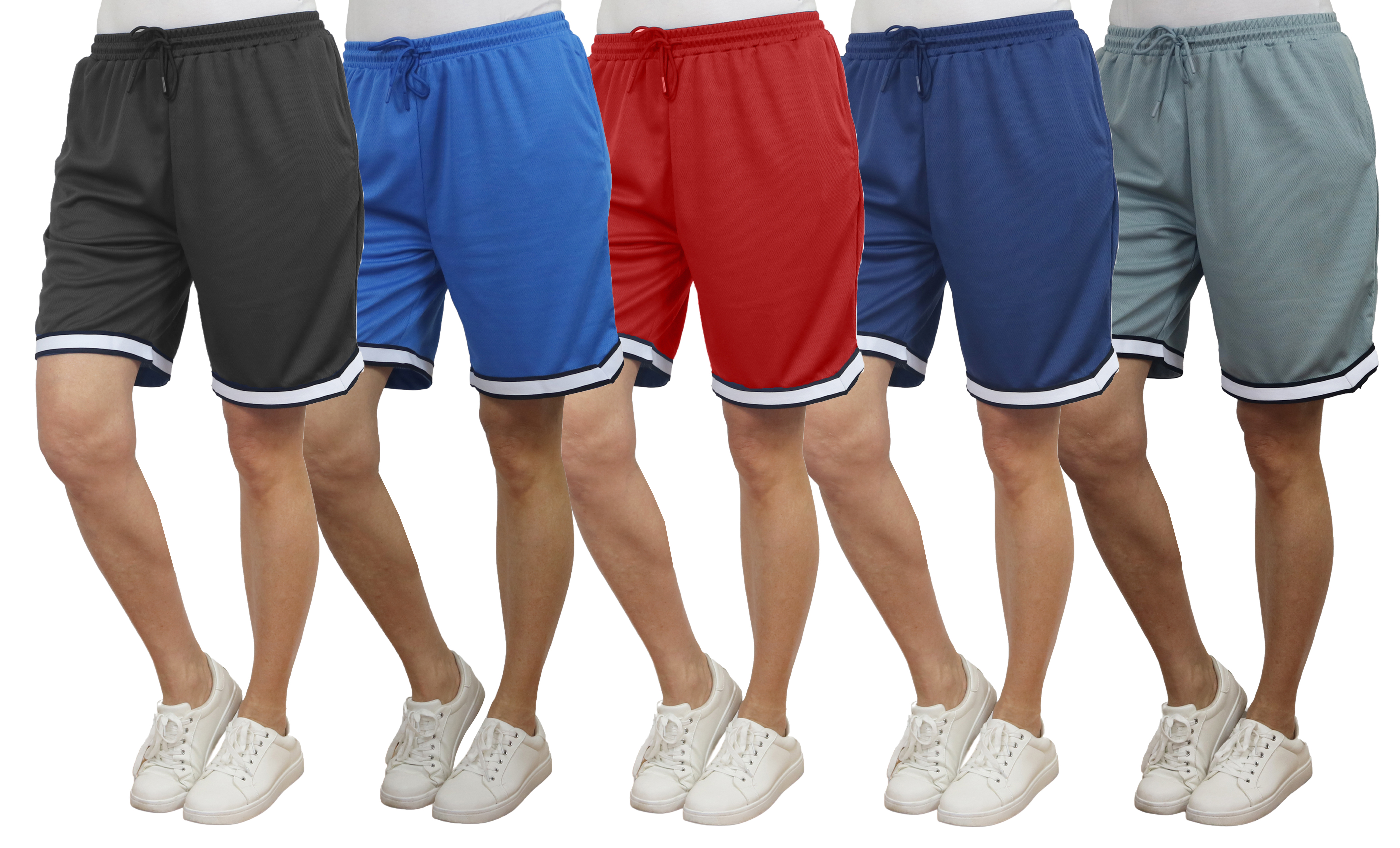5Pk Womens Loose Fit Active Mesh Shorts - Gallery 8