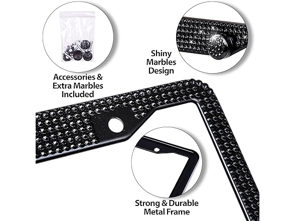 Zone Tech GA0071 Shiny Bling License Plate Frame 2 pk bling