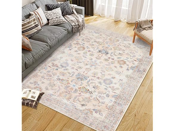 GarveeHome Washable Rug 5x7 Boho Beige