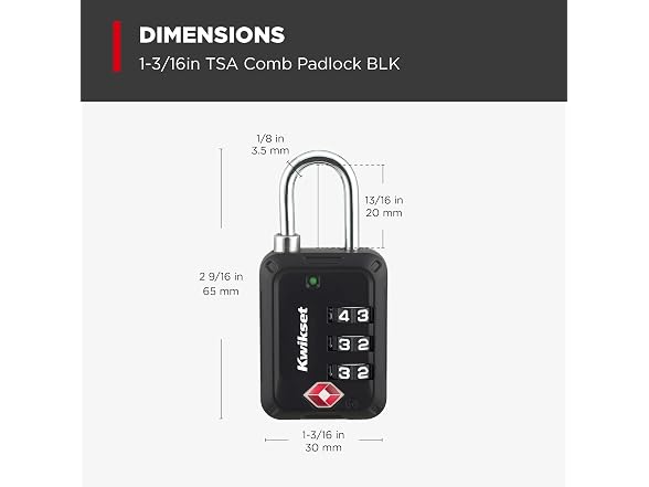 Kwikset TSA Luggage Lock, 3-Digit, 4-Pack, Black