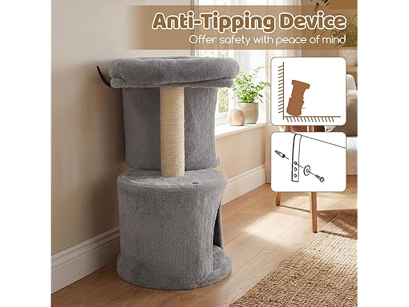 DORTALA Cat Tree for Indoor Cats, 26-Inch Grey
