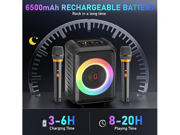 JYX Karaoke Machine 2 Wireless Mics