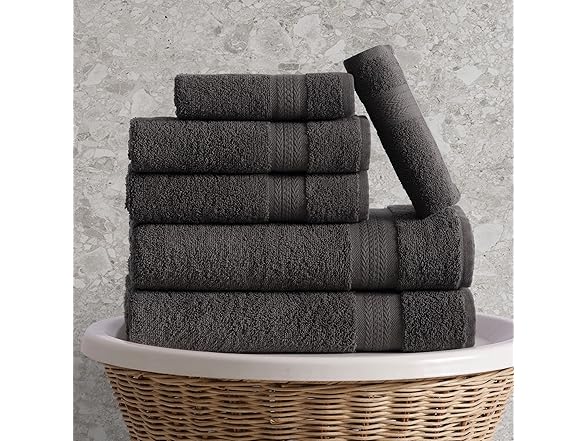 6 Piece Towel Set- Grey