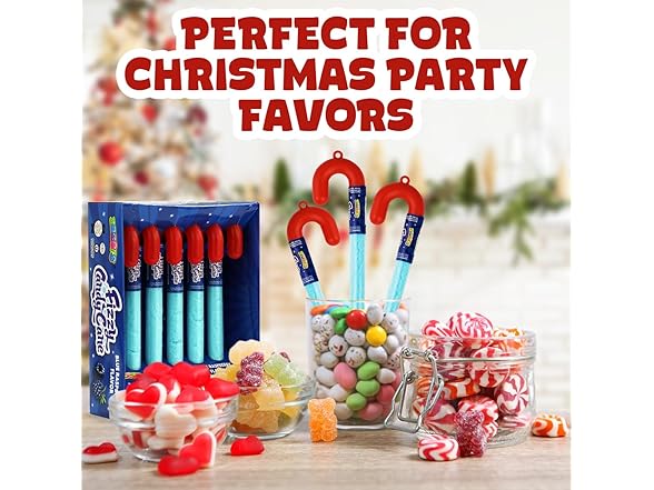 12PK Blue Fizzy Candy Cane, Blue Raspberry