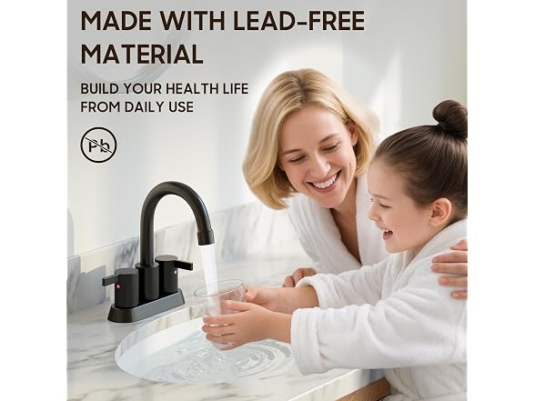 4 Inch 2 Handle Centerset Matte Black Faucet