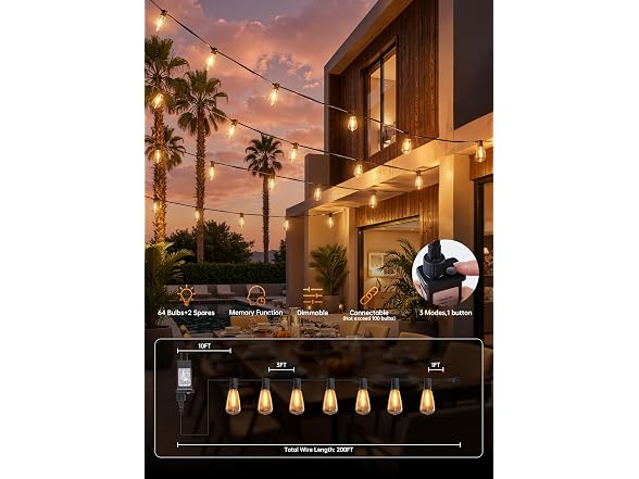 Minetom 152FT Outdoor String Lights with Remote