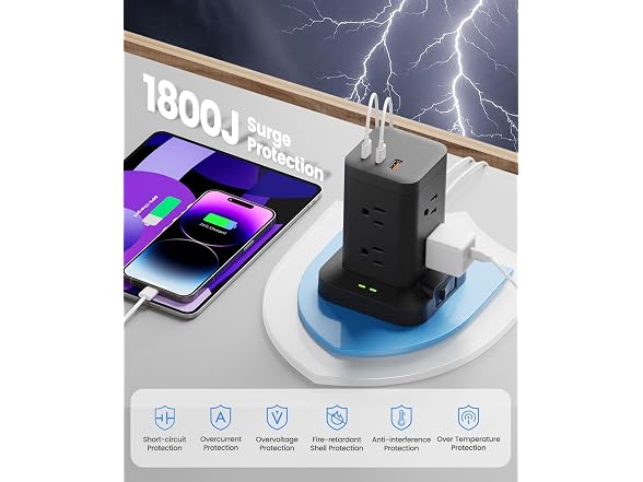 TAGZILO Power Strip Tower Surge