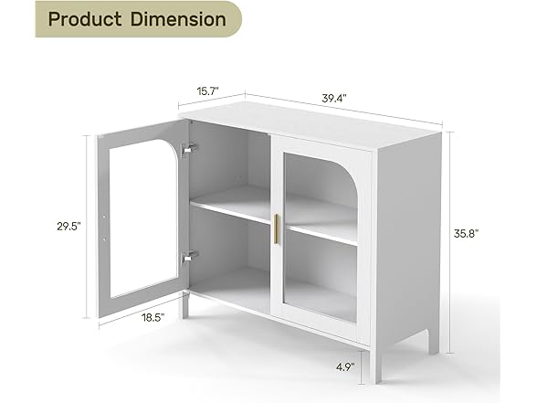 OBEKANN Sideboard Storage Cabinet with Adjustable Shelves