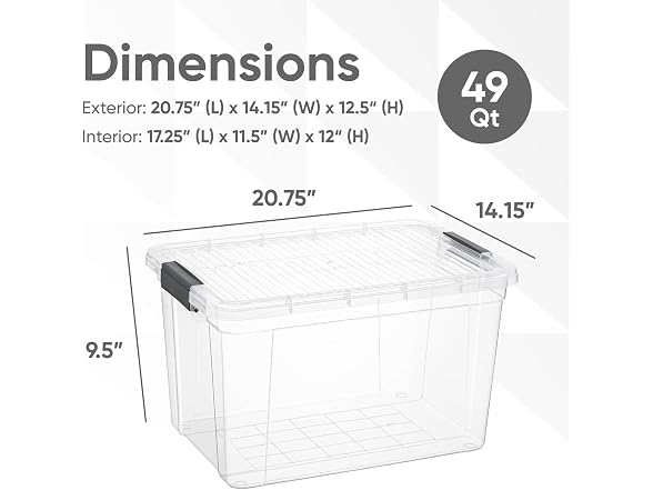 Superio Clear Storage Box 49 Quart 10 Pack