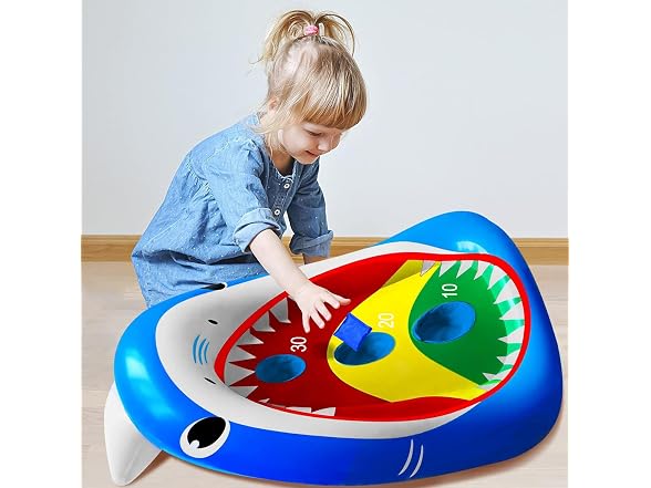 Inflatable Shark Cornhole Board for Pool
