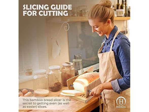 HoweEcom Bamboo Bread Slicer,