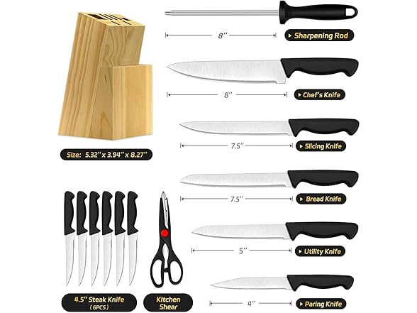 HENKELIVING 14-Piece Kitchen Knife Set