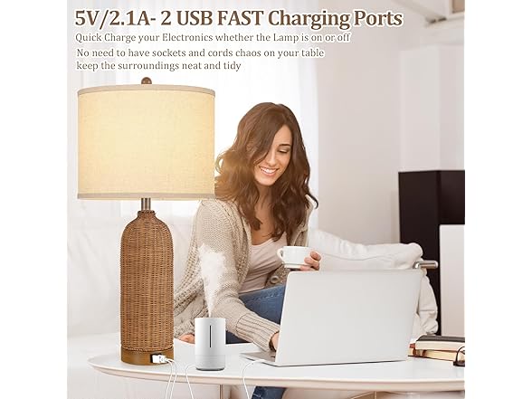 AUZONIMICS Table Lamps with 2 USB Ports