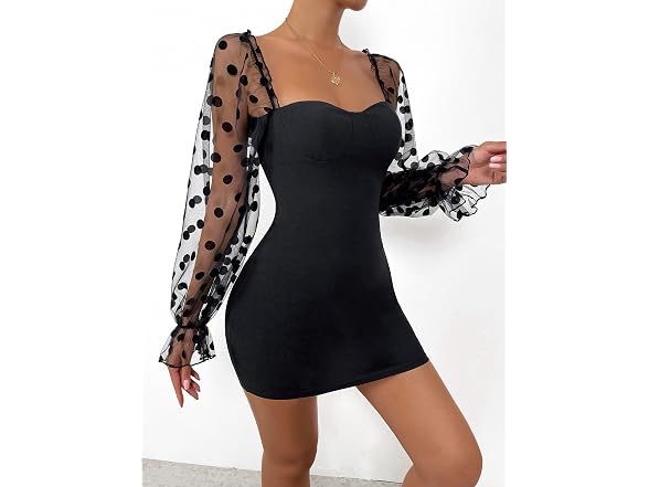 Wdirara Women (XS) Polka Dots Sweetheart Dress