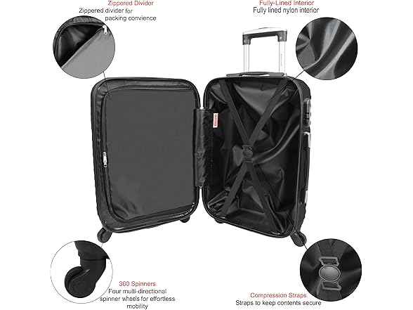 World Traveler VentureX Medium  Luggage, Hardshell Dejuno Black