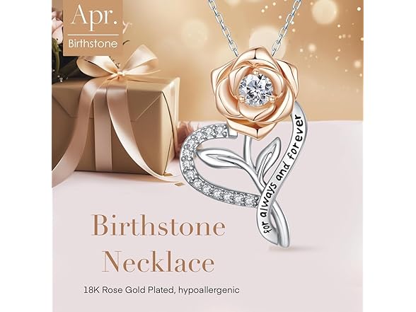 LAVALE Heart Birthstone Necklace April