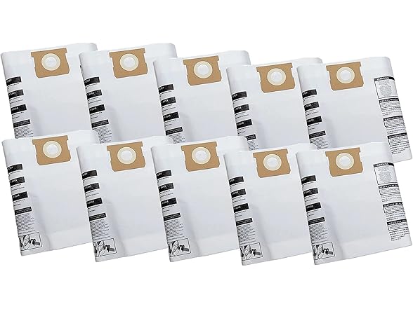 Casa Vacuums (10) Replacement Bags For Shop Vac