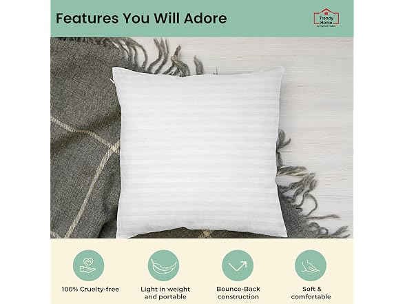 Trendy Home 18x18 Throw Pillow Insert, Set of 2 - Gallery 5