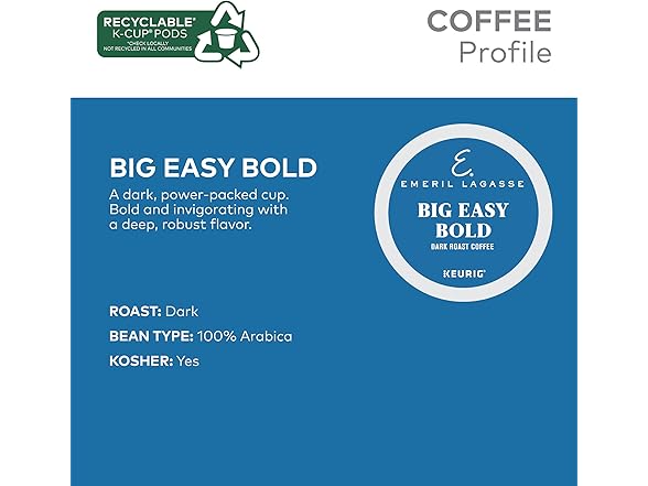 Emeril Big Easy Bold Dark Roast Coffee Pods 96 Ct