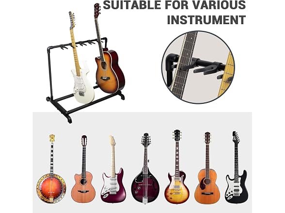 Takywep Foldable Multi Guitar Stand, Heavy-Duty Rolling Rack for Acoustic/Electric/Bass Guitars, Non-Slip Rubber Padding, Portable Storage Display for Home Studio Stage Band Use