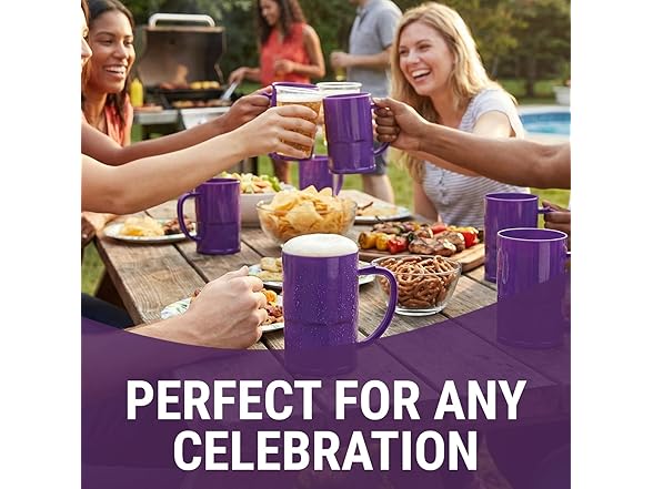 Fun Express 14 oz. Purple Reusable Plastic Mugs - 12 Piece