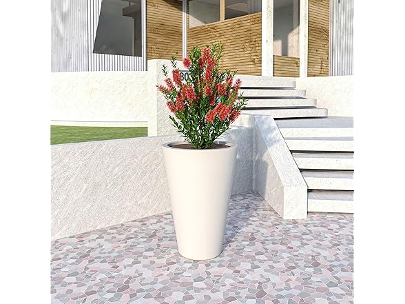 LeisureMod PP28W Pebble Planter White, 28"