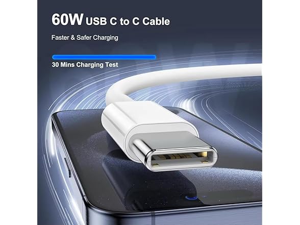 2 x Pack, 3ft, 60W USB-C to USB-C Fast Charging Cable
