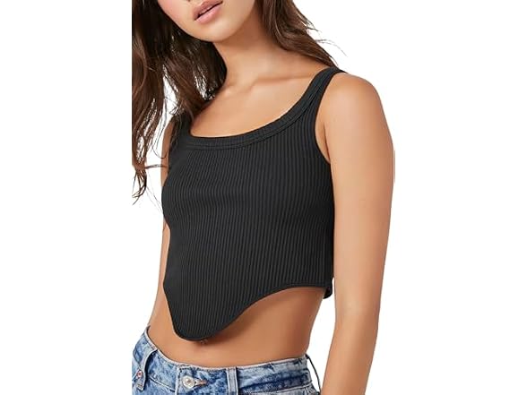 Forever 21 (L) Seamless Curve-Hem Cropped Top