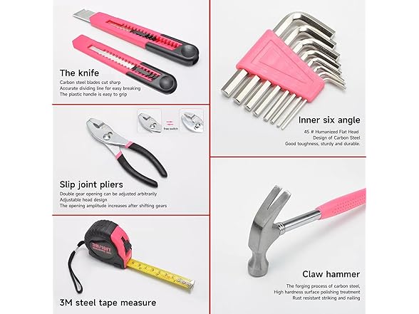 39Pc Household Tool Set Pink Women