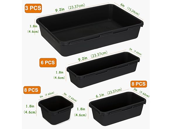 25 PCS Black Drawer Organizer Set