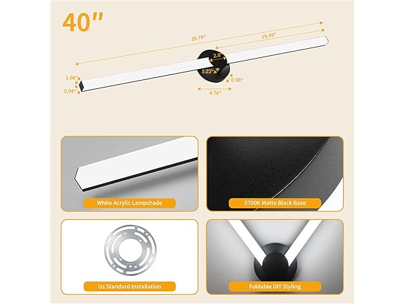 40" Rotatable LED Bathroom Light