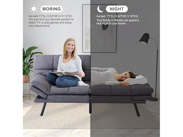 MUUEGM Futon Sofa Bed, Convertible Sofa