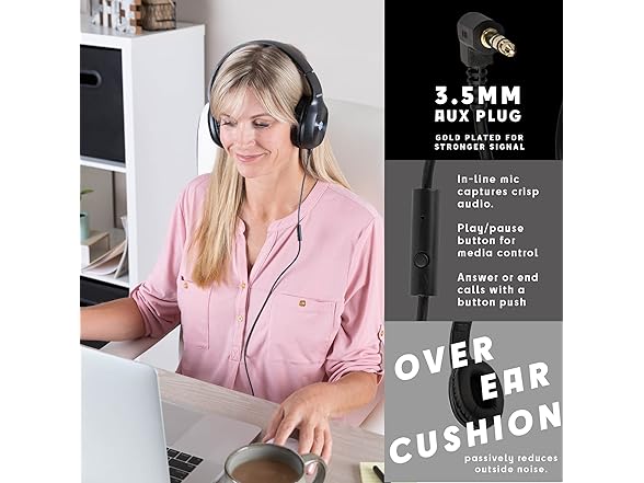 (5 PACK) Bulk On-Ear 3.5mm Wired Kids Headphones with Microphones