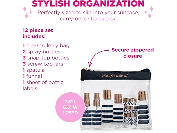 MIAMICA Bottle Set - Navy/Gold, 12 Piece