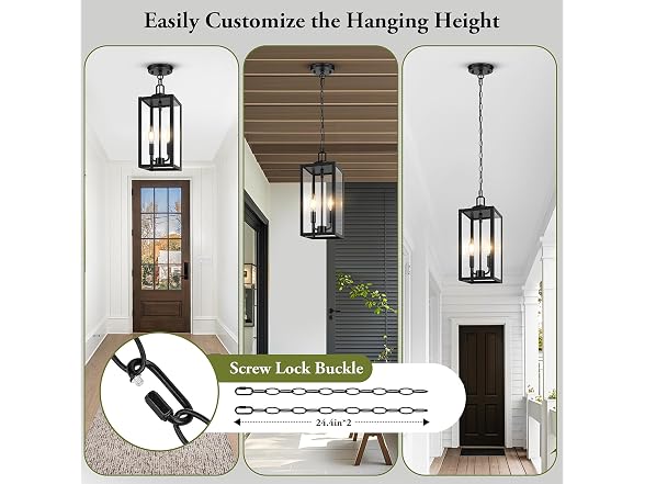 BesLowe 2-Light Outdoor Pendant 15in